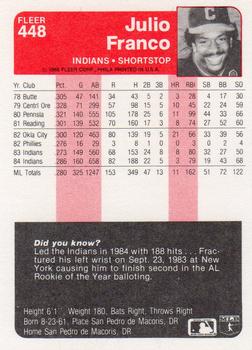 Julio Franco  baseball card collectible - Main Image 2