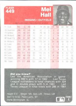 Mel Hall  baseball card collectible - Main Image 2