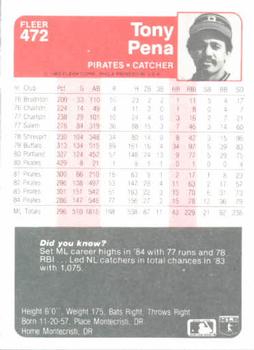 Tony Pena  baseball card collectible - Main Image 2