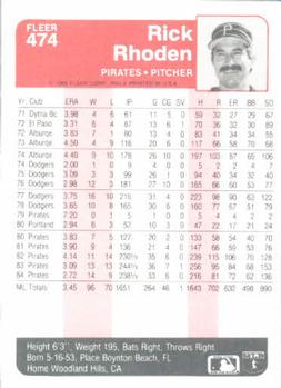 Rick Rhoden  baseball card collectible - Main Image 2