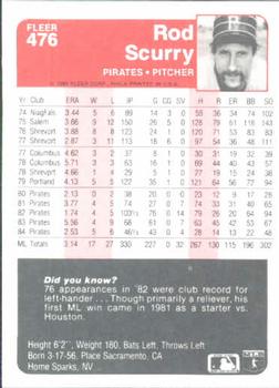 Rod Scurry  baseball card collectible - Main Image 2