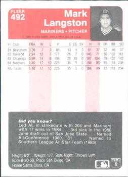 Mark Langston  baseball card collectible - Main Image 2