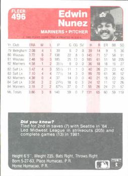 Edwin Nunez  baseball card collectible - Main Image 2