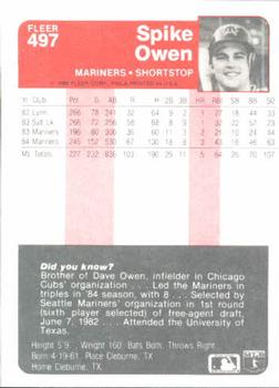 Spike Owen  baseball card collectible - Main Image 2