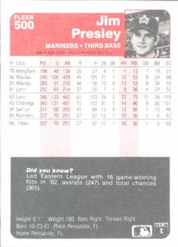 Jim Presley  baseball card collectible - Main Image 2