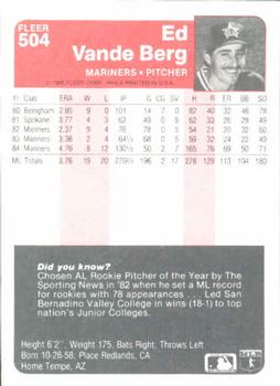 Ed Vande Berg  baseball card collectible - Main Image 2