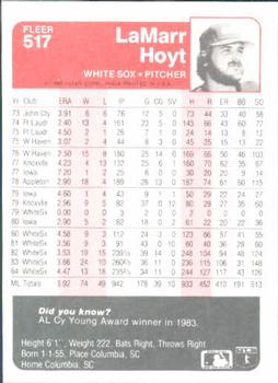 LaMarr Hoyt  baseball card collectible - Main Image 2