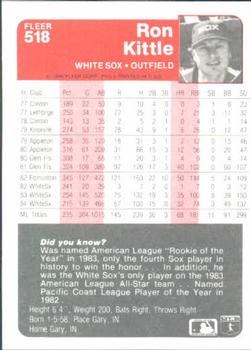 Ron Kittle  baseball card collectible - Main Image 2