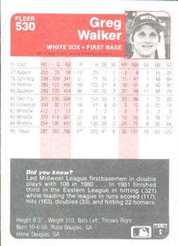 Greg Walker  baseball card collectible - Main Image 2
