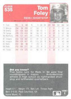 Tom Foley  baseball card collectible - Main Image 2