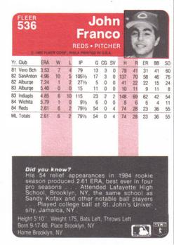 John Franco  baseball card collectible - Main Image 2