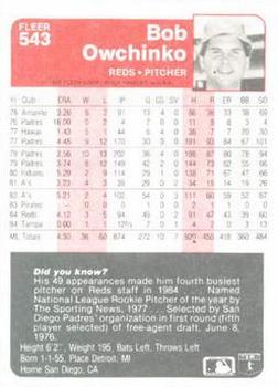 Bob Owchinko  baseball card collectible - Main Image 2