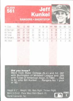 Jeff Kunkel  baseball card collectible - Main Image 2