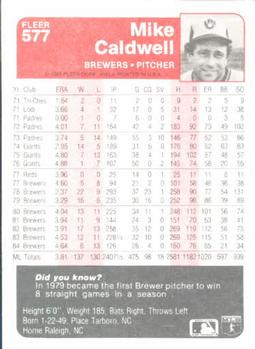 Mike Caldwell  baseball card collectible - Main Image 2