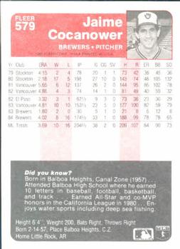 Jaime Cocanower  baseball card collectible - Main Image 2