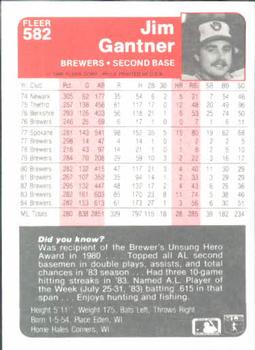 Jim Gantner  baseball card collectible - Main Image 2