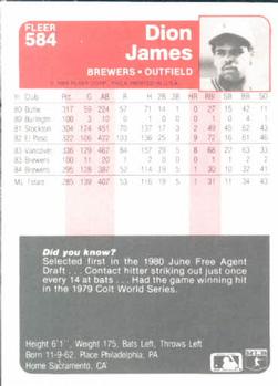 Dion James  baseball card collectible - Main Image 2