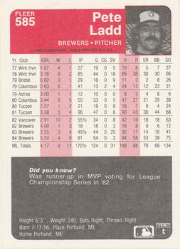 Pete Ladd  baseball card collectible - Main Image 2