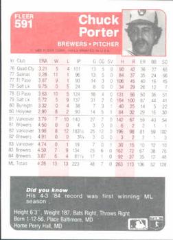 Chuck Porter  baseball card collectible - Main Image 2