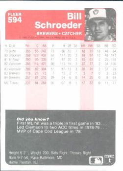 Bill Schroeder  baseball card collectible - Main Image 2