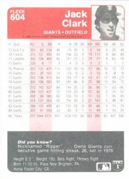 Jack Clark  baseball card collectible - Main Image 2