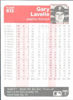 Gary Lavelle  baseball card collectible - Main Image 2