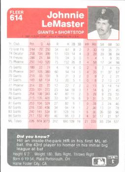 Johnnie LeMaster  baseball card collectible - Main Image 2