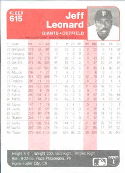 Jeff Leonard  baseball card collectible - Main Image 2