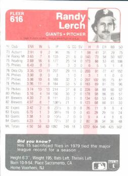 Randy Lerch  baseball card collectible - Main Image 2
