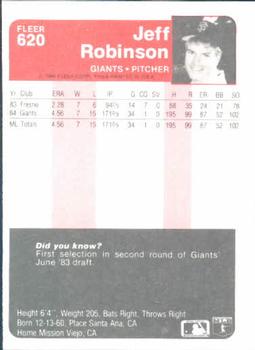 Jeff Robinson  baseball card collectible - Main Image 2