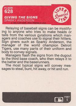 Giving the Signs (Sparky Anderson)  baseball card collectible - Main Image 2