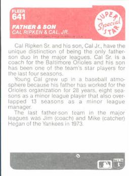 Father & Son (Cal Ripken / Cal Ripken, Jr.)  baseball card collectible - Main Image 2