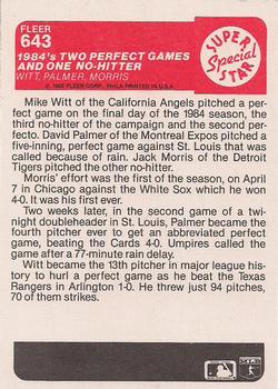 1984’s Two Perfect Games & One No-Hitter (Mike Witt / David Palmer / Jack Morris)  baseball card collectible - Main Image 2