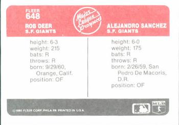 Rob Deer / Alejandro Sanchez  baseball card collectible - Main Image 2