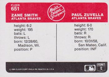 Zane Smith / Paul Zuvella  baseball card collectible - Main Image 2