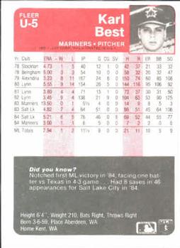 Karl Best  baseball card collectible - Main Image 2