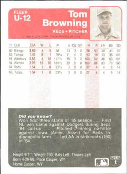 Tom Browning  baseball card collectible - Main Image 2