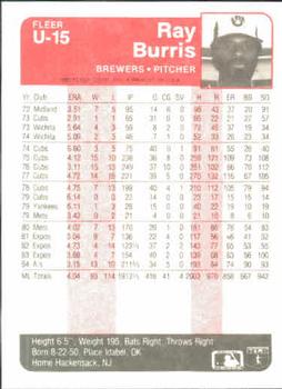 Ray Burris  baseball card collectible - Main Image 2