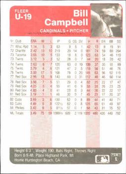 Bill Campbell  baseball card collectible - Main Image 2