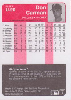 Don Carman  baseball card collectible - Main Image 2