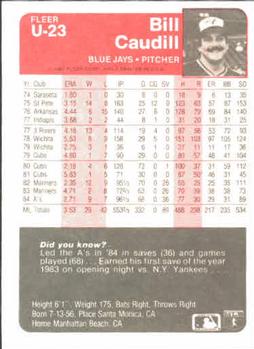 Bill Caudill  baseball card collectible - Main Image 2