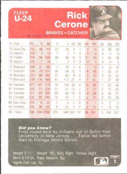 Rick Cerone  baseball card collectible - Main Image 2