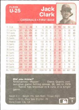 Jack Clark  baseball card collectible - Main Image 2