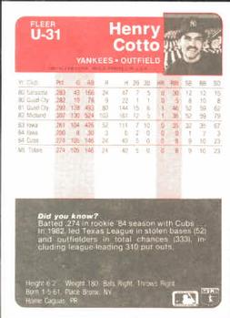 Henry Cotto  baseball card collectible - Main Image 2