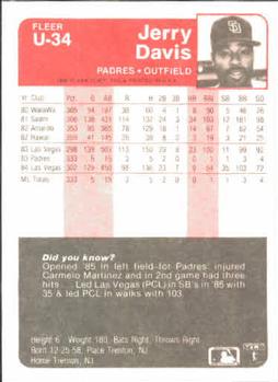 Jerry Davis  baseball card collectible - Main Image 2