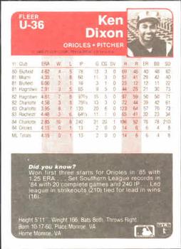 Ken Dixon  baseball card collectible - Main Image 2