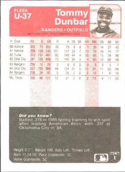 Tommy Dunbar  baseball card collectible - Main Image 2