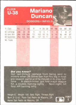 Mariano Duncan  baseball card collectible - Main Image 2