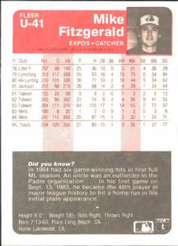 Mike Fitzgerald  baseball card collectible - Main Image 2