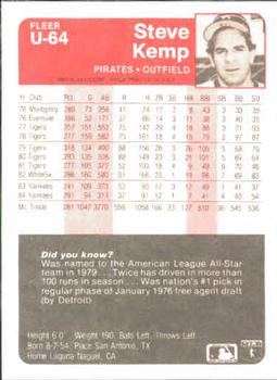 Steve Kemp  baseball card collectible - Main Image 2